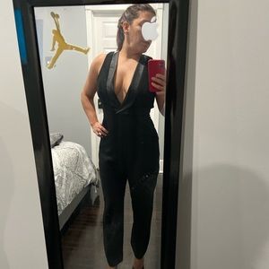 BCBG women tuxedo jumpsuit.
